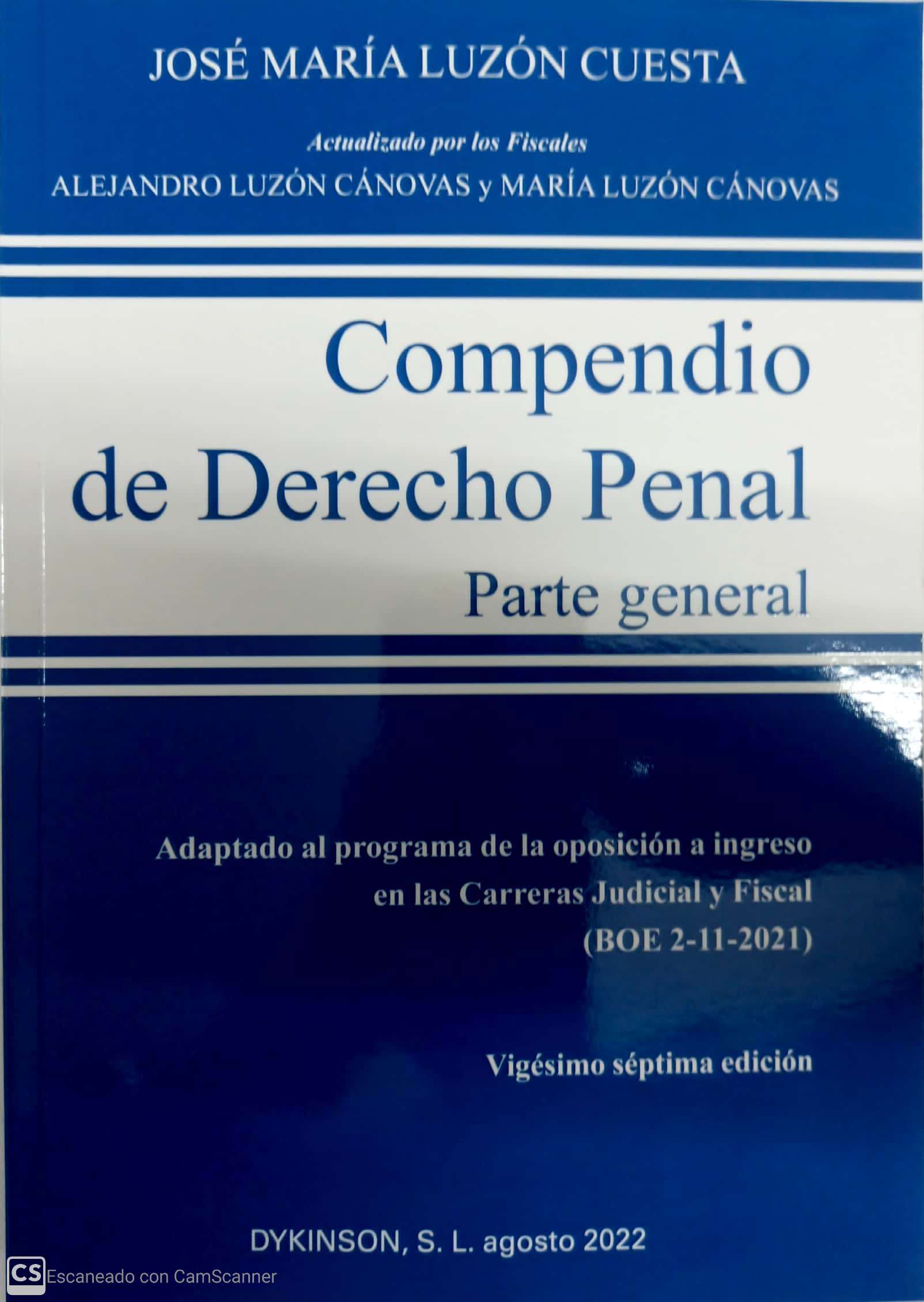 COMPENDIO DE DERECHO PENAL. PARTE GENERAL